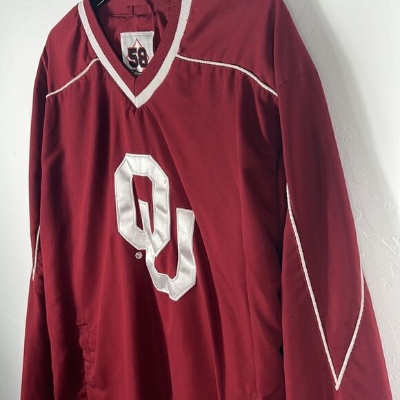 🔥🏈 Vintage OKLAHOMA OU SOONERS Polyester Embroidered Pullover Jacket - XL -EUC - Picture 5 of 15